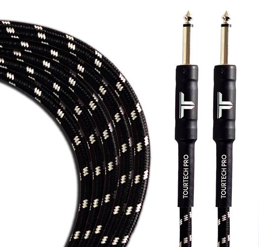 TOURTECH TTGC-10-BBKGR-SS 3m/10ft Braided Black and  Grey Straight Guitar Cable