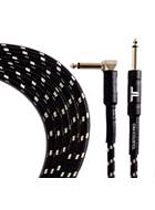 TOURTECH TTGC-20-BBKGR-SR 6m/20ft Braided Black Grey Straight to Angled Guitar Cable