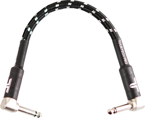 TOURTECH TTGC-0.5-BBKGR-RR 0.15m/0.5ft Braided Black Tweed Right Angle to Right Angle Patch Cable