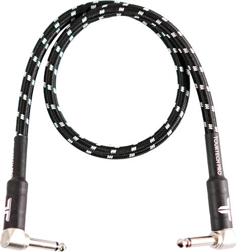 TOURTECH TTGC-2-BBKGR-RR 0.6m/2ft Braided Black Tweed Right Angle to Right Angle Patch Cable