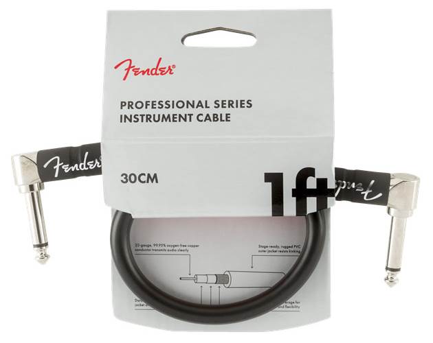 Fender Professional Series 1ft Angled Instrument Cable, Black