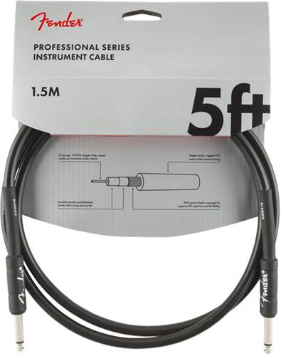 Fender Professional Series 5ft Straight Instrument Cable, Black