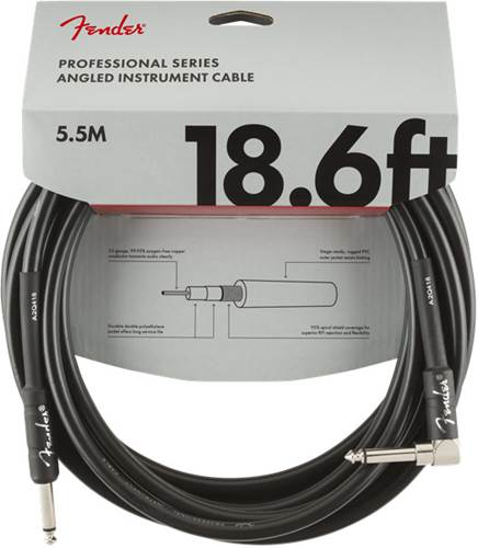 Fender Professional Series 18.6ft Straight/Angled Instrument Cable, Black