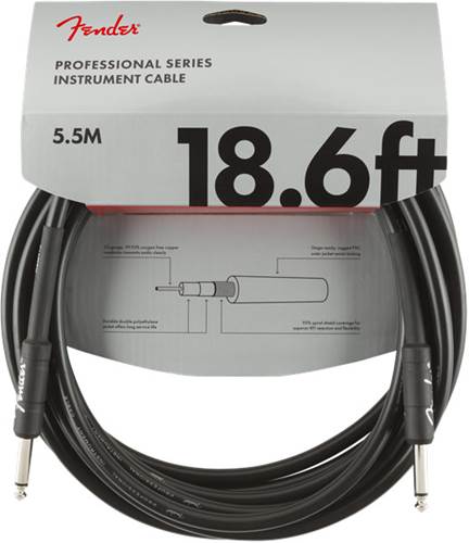 Fender Professional Series 18.6ft Straight Instrument Cable, Black