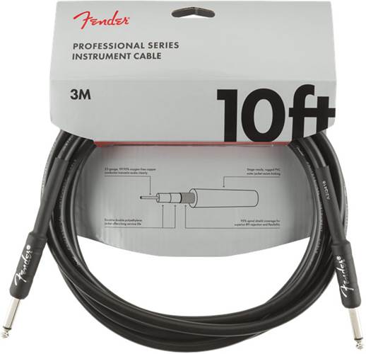Fender Professional Series 10ft Straight Instrument Cable, Black