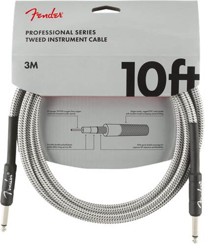 Fender Professional Series 10ft Instrument Cable,  White Tweed