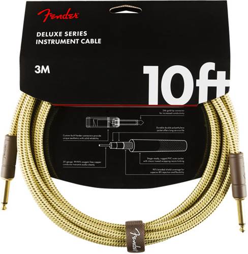 Fender Deluxe Series 10ft Straight Instrument Cable, Tweed