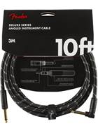 Fender Deluxe Series 10ft Straight/Angled Instrument Cable, Black Tweed
