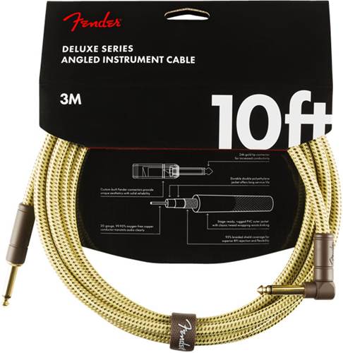 Fender Deluxe Series 10ft Straight/Angled Instrument Cable, Tweed