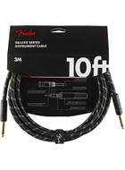 Fender Deluxe Series 10ft Straight Instrument Cable, Black Tweed
