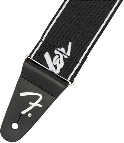 Fender Weighless Running Logo Strap, Black and White