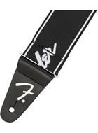 Fender Weighless Running Logo Strap, Black and White