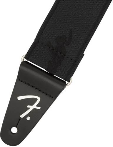 Fender Weighless Running Logo Strap Black and Black