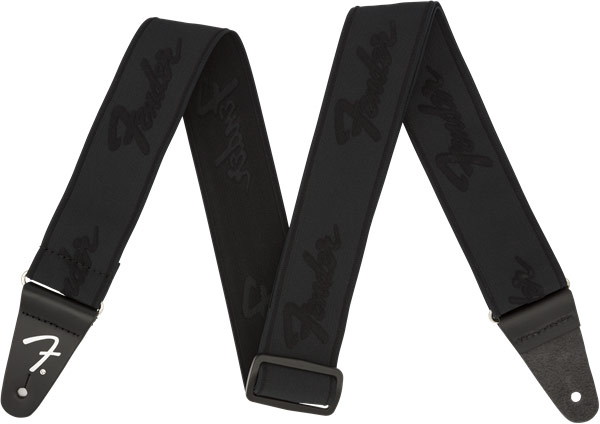 Fender Weighless Running Logo Strap Black and Black