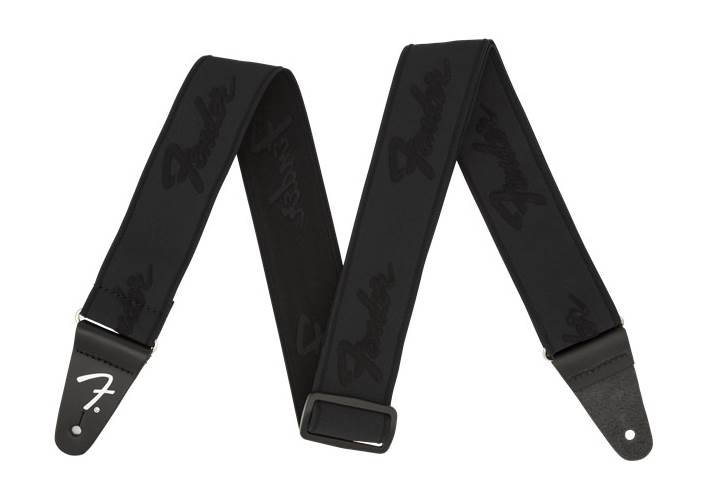 Fender Weighless Running Logo Strap Black and Black Fender Weighless Running Logo Strap Black and Black