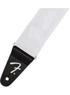 Fender Weighless Running Logo Strap, White and White