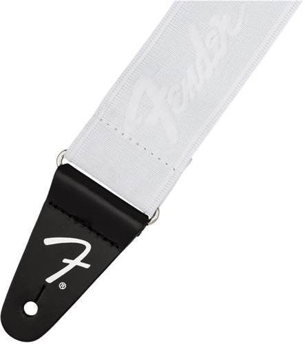 Fender Weighless Running Logo Strap, White and White
