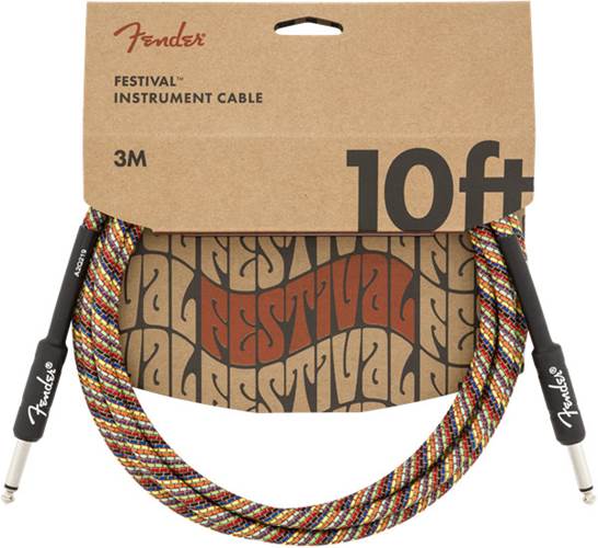 Fender Festival 10ft Instrument Cable, Rainbow