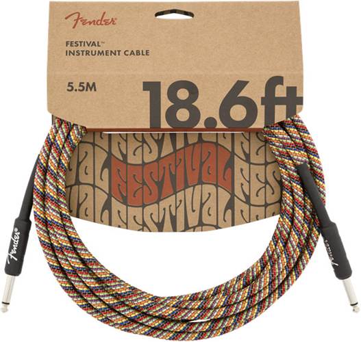 Fender Festival 18.6ft Instrument Cable, Rainbow