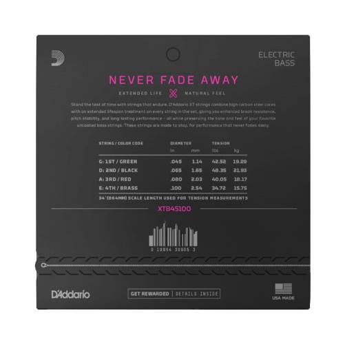 D'Addario XT Regular Light Long Scale Bass Nickel Plated Steel 45-100 D'Addario XT Regular Light Long Scale Bass Nickel Plated Steel 45-100