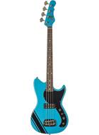 G&L USA Fallout Bass Miami Blue with Black Racing Stripe