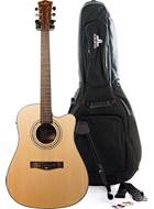 EastCoast D1SCE Satin Natural Acoustic Guitar Pack