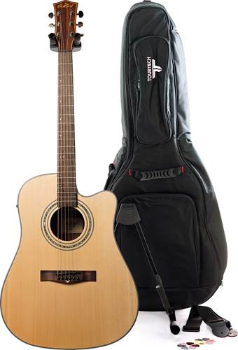 EastCoast D1SCE Satin Natural Acoustic Guitar Pack
