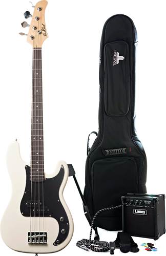 EastCoast GJ10 Arctic White Bass Guitar Pack