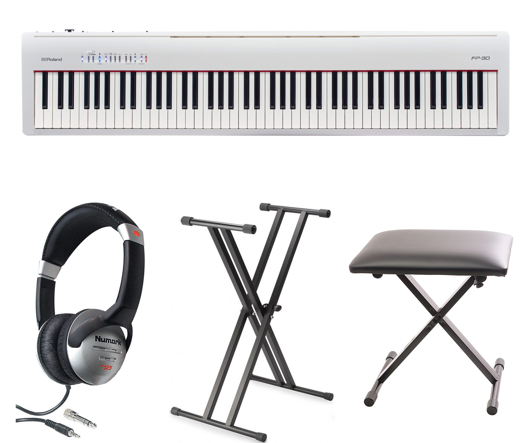Roland FP-30 White Digital Piano Pack