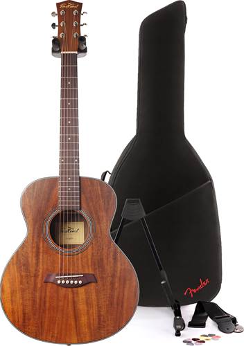 EastCoast GSM Koa Mini with Fender Bag Acoustic Guitar Pack