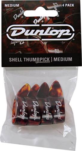 Dunlop 9022P Plectrums Shell Thumb Pick Medium Player Pack 4