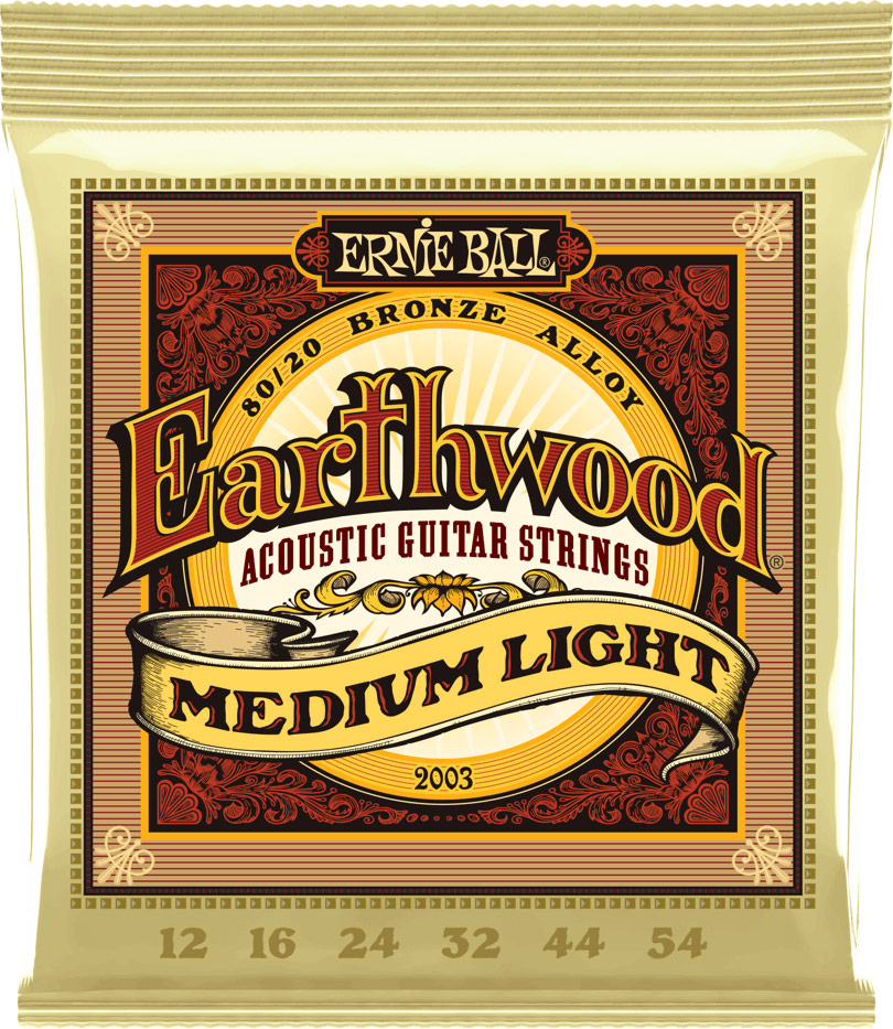 Ernie Ball 2003 Earthwood 80 20 Bronze Medium Light Guitar Strings