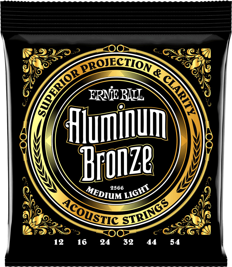 Ernie Ball 2566 Aluminium Bronze Medium Light Guitar Strings 12 54