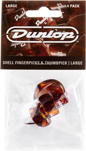 Dunlop Shell Plastic 3 Finger and Thumb Large - 4 Plectrum