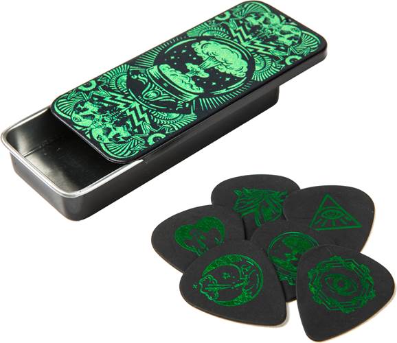 Dunlop ILDCT01 I Love Dust Green 6 Picks and Tin Clamshell