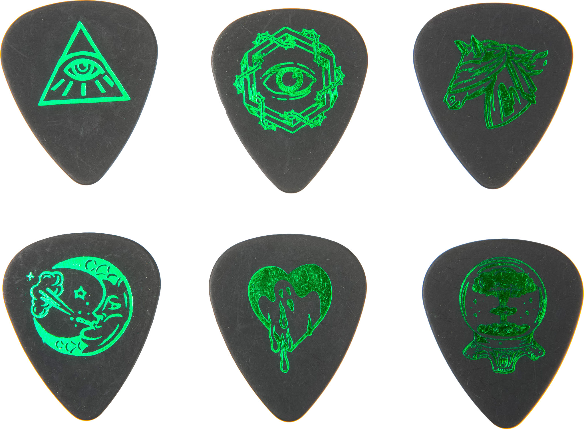 Dunlop ILDCT01 I Love Dust Green 6 Picks and Tin Clamshell