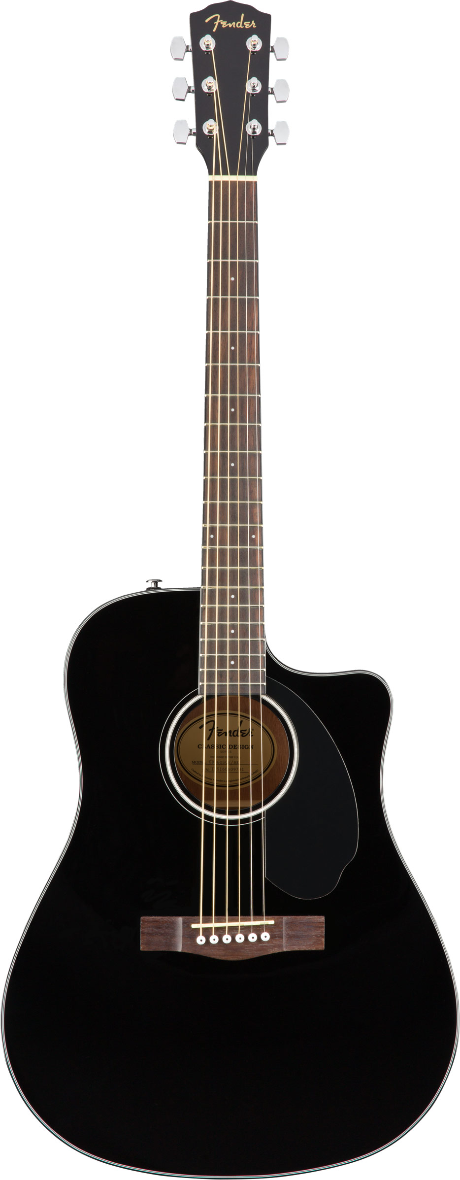 Fender CD-60SCE Dreadnought Solid Top Black Acoustic-Electric Guitar w/Prepaid 