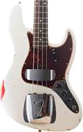 Fender Custom Shop 1964 Jazz Bass Relic Olympic White over Candy Apple Red Rosewood Fingerboard #R94560