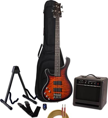 EastCoast B210LH 2 Tone Sunburst Bass Guitar Pack