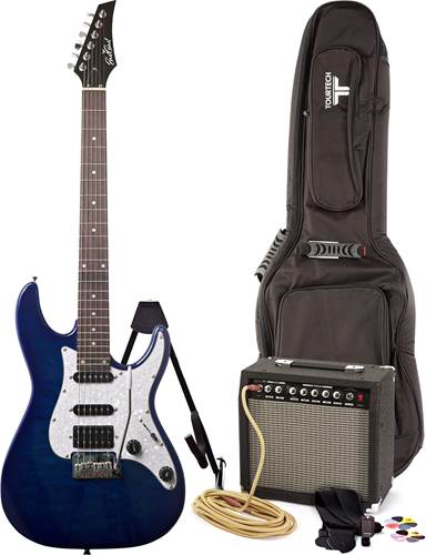 EastCoast GDT230 Blue Quilt Electric Guitar Pack