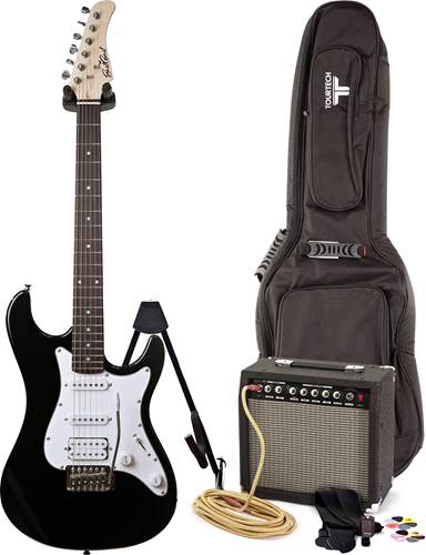 EastCoast GS100H Black Metallic (White Pickguard) Electric Guitar Pack