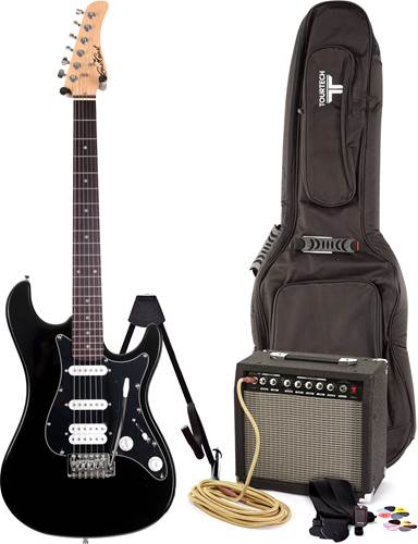 EastCoast GS100H Black Metallic Electric Guitar Pack