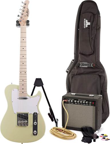 EastCoast GT100 Smashed Avocado (White Pickguard) Electric Guitar Pack