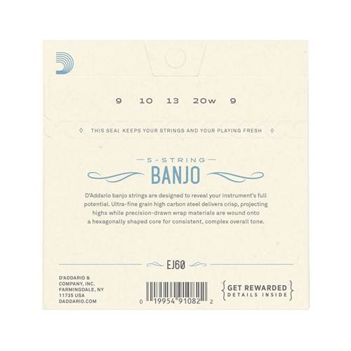 D'Addario EJ60 Banjo Light 5 String 09-20 D'Addario EJ60 Banjo Light 5 String 09-20
