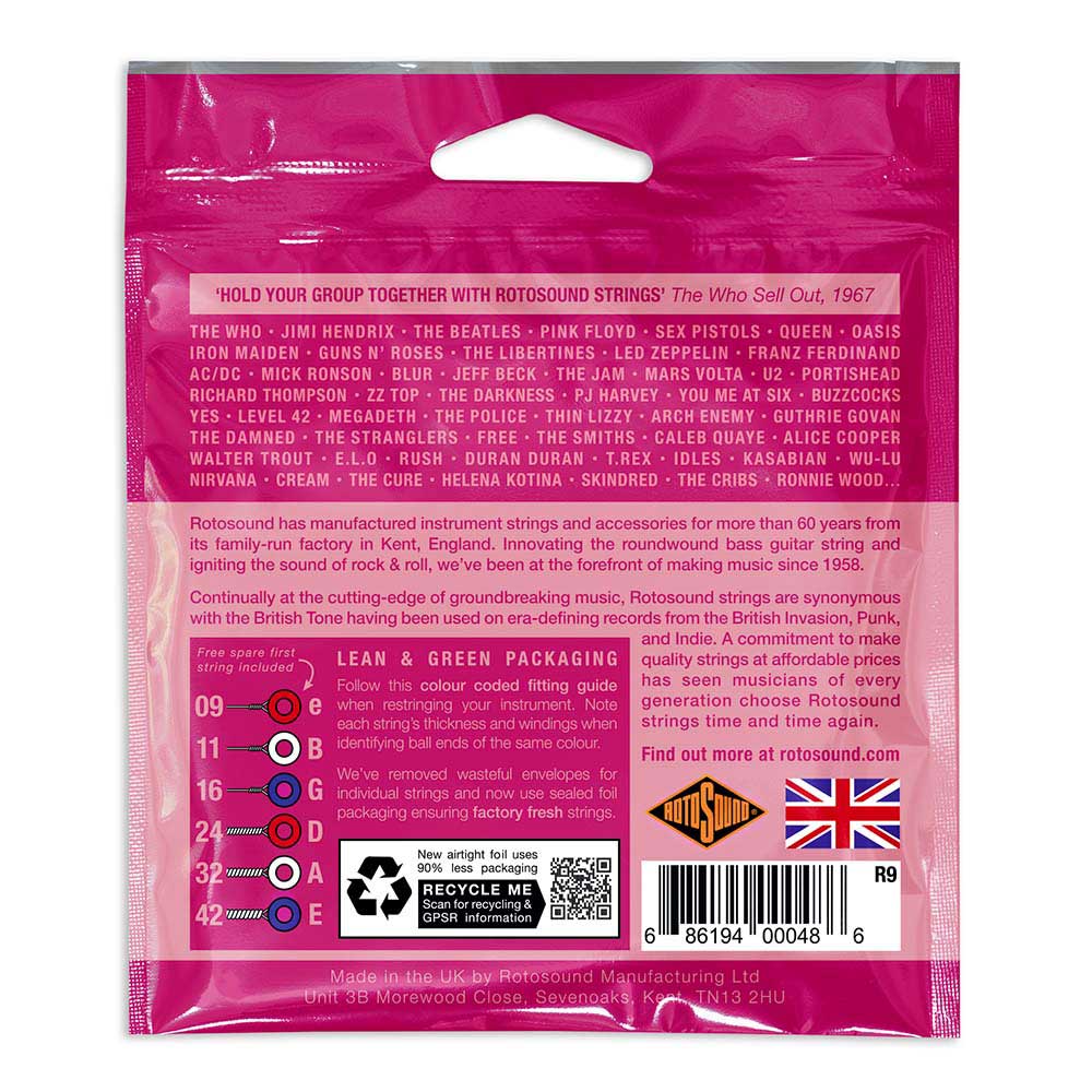 Rotosound R9 Roto Pinks 9-42