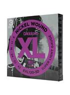 D'Addario EXL120-3D Super Light Electric Guitar Strings 3-Pack 9-42