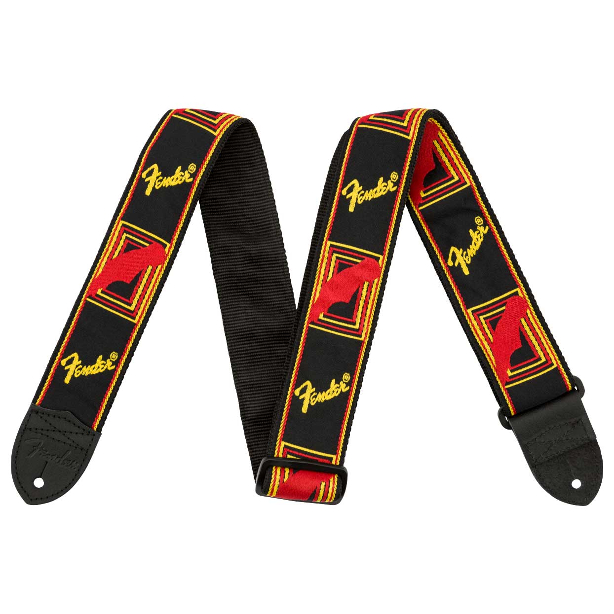 Fender Strap 2 Monogrammed Black/ Yellow/ Red