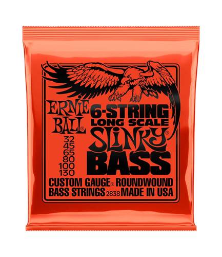 Ernie Ball Slinky Long Scale 6 String Nickel Wound Electric Bass Strings 32-130