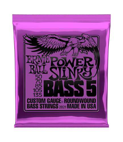 Ernie Ball Power Slinky 5-String Nickel Wound Electric Bass Strings 50-135