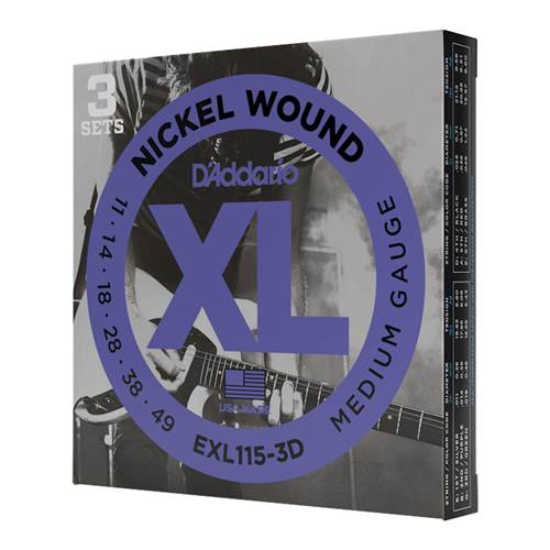 D'Addario EXL115-3D XL Medium Electric Guitar Strings 3-Pack 11-49 D'Addario EXL115-3D XL Medium Electric Guitar Strings 3-Pack 11-49